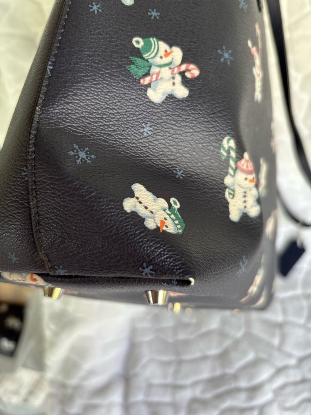 Coach Zip Top Tote Bag With Snowman Print - Picture 11 of 13